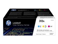 HP 312A - 3 pakettia - keltainen, sinivihreä, magenta - alkuperäinen - LaserJet - väriainekasetti (CF440AM) malleihin Color LaserJet Pro MFP M476dn, MFP M476dw, MFP M476nw CF440AM