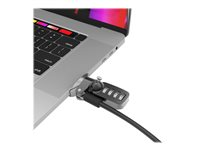 Compulocks Ledge Lock Adapter for MacBook Pro 16" (2019) with Combination Cable Lock - Turvalohkon liitäntäsovitin - hopea - sekä yhdistelmäkaapelin lukko malleihin Apple MacBook Pro 16" (Late 2019) MBPR16LDG01CL