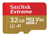 SanDisk Extreme - Flash-muistikortti - 32 Gt - A1 / Video Class V30 / UHS-I U3 / Class10 - microSDHC UHS-I SDSQXAF-032G-GN6GN