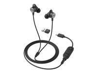 Logitech Zone Wired Earbuds - Kuuloke + mikrofoni - korvansisäiset - langallinen - 3,5 mm jakkiliitin - melua vaimentava - grafiitti - optimoitu UC:lle 981-001013