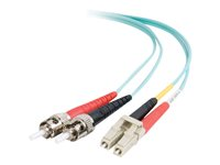 C2G LC-ST 10Gb 50/125 OM3 Duplex Multimode PVC Fiber Optic Cable (LSZH) - Verkkokaapeli - ST-toiminto (monitila) (uros) to monimuoto LC (uros) - 15 m - kuituoptinen - kaksipuolinen (duplex) - 50 / 125 micron - OM3 - ei sisällä halogeenia - sinivihreä 85546