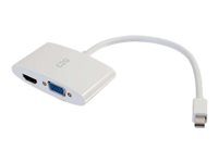 C2G 20cm Mini DisplayPort to HDMI or VGA Adapter Converter 4K UHD - White - Näyttösovitin - Mini DisplayPort uros to 15 pin D-Sub (DB-15), HDMI naaras - 20.3 cm - suojattu - valkoinen - 4K-tuki 80936