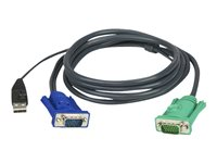 HPE ATEN 2L-5202U - Näppäimistö / video / hiiri (KVM) kaapeli - USB, HD-15 (VGA) (uros) to 15 pin SPHD (uros) - 1.8 m - siipiruuvit (pakkaus sisältää 4) malleihin ATEN CS1304 G2 0x1x4, CS1308 G2 0x1x8, CS1316 G2 0x1x16 Q5T69A