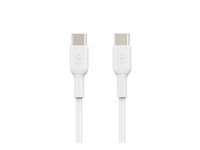 Belkin BoostCharge - USB-kaapeli - 24 pin USB-C (uros) to 24 pin USB-C (uros) - USB 2.0 - 3 A - 1 m - valkoinen (pakkaus sisältää 2) CAB003BT1MWH2PK