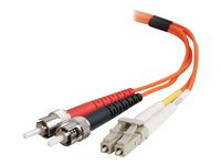 C2G LC-ST 50/125 OM2 Duplex Multimode PVC Fiber Optic Cable (LSZH) - Verkkokaapeli - ST-toiminto (monitila) (uros) to monimuoto LC (uros) - 10 m - kuituoptinen - kaksipuolinen (duplex) - 50 / 125 micron - OM2 - ei sisällä halogeenia - oranssi 85497