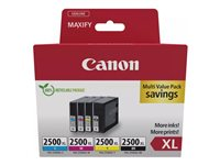 Canon PGI-2500XL BK/C/M/Y Multipack - 4 pakettia - XL - musta, keltainen, sinivihreä, magenta - alkuperäinen - mustesäiliö malleihin MAXIFY iB4050, iB4150, MB5150, MB5155, MB5350, MB5450 9254B010