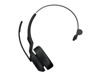 Jabra Evolve2 55 UC Mono - Kuulokkeet + mikrofoni - korvien päällä - Bluetooth - langaton - aktiivinen melunpoisto - USB-A - musta - sekä latausalusta - Cisco Webex Certified, Alcatel-Lucent -sertifioitu, Avaya-sertifioitu, MFi-sertifioitu, Microsoft Swift Pair -sertifioitu, Amazon Chime -sertifioitu, Google Fast Pair -sertifioitu 25599-889-989