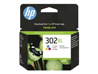 HP 302XL - 8 ml - Tuottoisa - väri (sinivihreä, sinipunainen, keltainen) - alkuperäinen - mustepatruuna malleihin Deskjet 1110, 21XX, 36XX; ENVY 45XX; Officejet 38XX, 46XX, 52XX F6U67AE#UUS