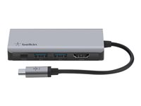 Belkin CONNECT 4-in-1 - Moniporttinen keskittimen sovitin - USB-C - HDMI AVC006BTSGY