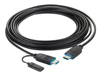 C2G 25ft (7.6m) C2G Performance Series High Speed HDMI Active Optical Cable (AOC) - 4K 60Hz Plenum Rated - High Speed - HDMI-kaapeli - HDMI uros to HDMI, 24 pin USB-C - 7.6 m - musta - paineilma, Active Optical Cable (AOC), tuki 4K / 60 Hz C2G41482