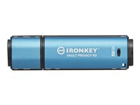 Kingston IronKey Vault Privacy 50 Series - USB Flash-asema - salattu - 32 Gt - USB 3.2 Gen 1 - TAA-yhteensopiva IKVP50/32GB