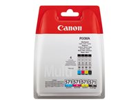 Canon CLI-571 C/M/Y/BK Multipack - 4 pakettia - 7 ml - musta, keltainen, sinivihreä, magenta - alkuperäinen - pakkaus turvajärjestelmällä - mustesäiliö malleihin PIXMA TS5051, TS5053, TS5055, TS6050, TS6051, TS6052, TS8051, TS8052, TS9050, TS9055 0386C004