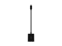 Belkin RockStar - USB-kuuloke-liitäntä / lataussovitin - 24 pin USB-C uros to 24 pin USB-C, mini jack naaras - 19.6 cm - USB Power Delivery (60W) NPA004BTBK