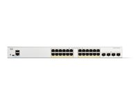 Cisco Catalyst 1200-24P-4G - Kytkin - L3 - smart - 24 x 10/100/1000Base-T + 4 x 10 Gigabit SFP+ - telineeseen asennettava - PoE+ (195 W) C1200-24P-4G