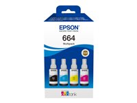 Epson EcoTank 664 - 4 pakettia - musta, magenta, sinivihreä, keltainen - alkuperäinen - mustesäiliö malleihin Epson L380, L395, L495; EcoTank ET-2650, L1455, L656; EcoTank ITS L3050, L3060, L3070 C13T66464A