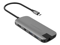 HyperDrive Slim 8-in-1 Hub - Telakointiasema - USB-C - HDMI, Mini DP - 1GbE HD247B-GRAY