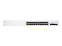 Cisco Business 220 Series CBS220-24FP-4X - Kytkin - smart - 24 x 10/100/1000 (PoE+) + 4 x 10 Gigabit SFP+ (maa-satelliittiyhteys) - telineeseen asennettava - PoE+ (382 W) CBS220-24FP-4X-EU