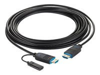 C2G 50ft (15.2m) C2G Performance Series High Speed HDMI Active Optical Cable (AOC) - 4K 60Hz Plenum Rated - High Speed - HDMI-kaapeli - HDMI uros to HDMI, 24 pin USB-C - 15.24 m - musta - Active Optical Cable (AOC), 4K 60Hz (4096 x 2160) -tuki C2G41484