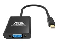 Vision Professional - Näyttösovitin - Mini DisplayPort (uros) to HD-15 (VGA) (uros) - musta TC-MDPVGA/BL