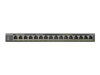 NETGEAR GS316P - Kytkin - hallitsematon - 16 x 10/100/1000 (PoE+) - työpöytä, seinään asennettava - PoE+ (115 W) GS316P-100EUS