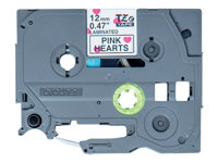 Brother TZe-MPPH31 - Musta pinkeillä sydämillä - Rulla (1,2 cm x 4 m) 1 kasetti(a) laminaattinauha malleihin Brother PT-H110; P-Touch PT-H105, H110; P-Touch Cube PT-P300; P-Touch Embellish PT-D215 TZEMPPH31