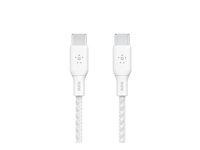 Belkin BoostCharge - USB-kaapeli - 24 pin USB-C (uros) to 24 pin USB-C (uros) - 2 m - valkoinen CAB014BT2MWH