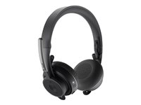 Logitech Zone Wireless - Kuuloke + mikrofoni - korvien päällä - Bluetooth - langaton - aktiivinen melunpoisto - melua vaimentava - grafiitti - sertifioitu Microsoft Teamsille 981-000859