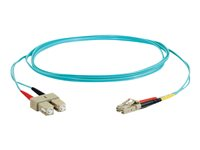 C2G LC-SC 10Gb 50/125 OM3 Duplex Multimode PVC Fiber Optic Cable (LSZH) - Verkkokaapeli - SC (monitila) (uros) to monimuoto LC (uros) - 1 m - kuituoptinen - kaksipuolinen (duplex) - 50 / 125 micron - OM3 - ei sisällä halogeenia - sinivihreä 85531