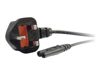 C2G Non-Polarised Power Cord - Virtajohto - power IEC 60320 C7 to BS 1363 (uros) - vaihtovirta 250 V - 2 m - valettu - musta - Yhdistynyt kuningaskunta 80612