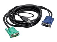 APC - Näppäimistö / video / hiiri (KVM) kaapeli - USB, HD-15 (VGA) (uros) to HD-15 (VGA) (uros) - 3.66 m - musta malleihin P/N: AP5201, AP5202, AP5808, AP5816, KVM1116R AP5822