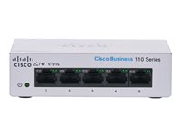 Cisco Business 110 Series 110-5T-D - Kytkin - hallitsematon - 5 x 10/100/1000 - telineeseen asennettava, työpöytä, seinään asennettava - tasavirta CBS110-5T-D-EU