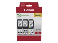 Canon PG-575XLx2/CL-576XL Multipack - 3 pakettia - Tuottoisa - musta, väri (sinivihreä, sinipunainen, keltainen) - alkuperäinen - ripustuslaatikko - mustepatruuna malleihin PIXMA TR4750i, TR4751i, TS3550i, TS3551i 5437C004