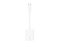 Belkin Connect Audio + Charge - USB-C - USB-C -kuuloke-/lataussovitin - 24 pin USB-C uros to 24 pin USB-C naaras - 14 m - valkoinen - USB Power Delivery (60W) F7U081BTWH