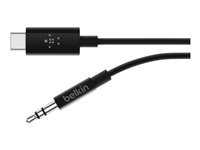 Belkin RockStar - Äänikaapeli - 24 pin USB-C uros to mini-phone stereo 3.5 mm uros - 1.83 m - valkoinen F7U079BT06-BLK