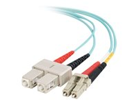 C2G LC-SC 10Gb 50/125 OM3 Duplex Multimode PVC Fiber Optic Cable (LSZH) - Verkkokaapeli - SC (monitila) (uros) to monimuoto LC (uros) - 7 m - kuituoptinen - kaksipuolinen (duplex) - 50 / 125 micron - OM3 - ei sisällä halogeenia - sinivihreä 85535