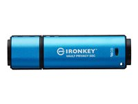 Kingston IronKey Vault Privacy 50C - USB Flash-asema - salattu - 16 Gt - USB-C 3.2 Gen 1 - TAA-yhteensopiva IKVP50C/16GB