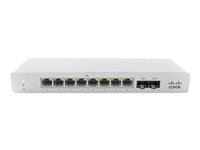 Cisco Meraki Cloud Managed MS120-8 - Kytkin - Hallinnoitu - 8 x 10/100/1000 + 2 x Gigabit SFP - seinään asennettava, työpöytä MS120-8-HW